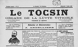 Accéder à la page "Tocsin (Le) : organe de la lutte viticole, paraissant le dimanche"