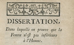 La femme n'est pas inférieure à l'homme ; traduit de l'anglois (1750)