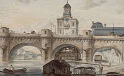 Victor-Jean Nicolle, Vue du Pont Neuf et de la Samaritaine prise sous une arche du Pont au Change, 1779