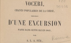Accéder à la page "Fée, Voceri, chants populaires de la Corse"
