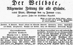 Accéder à la page "Weltbote, allgemeine Zeitung für alle Stände"