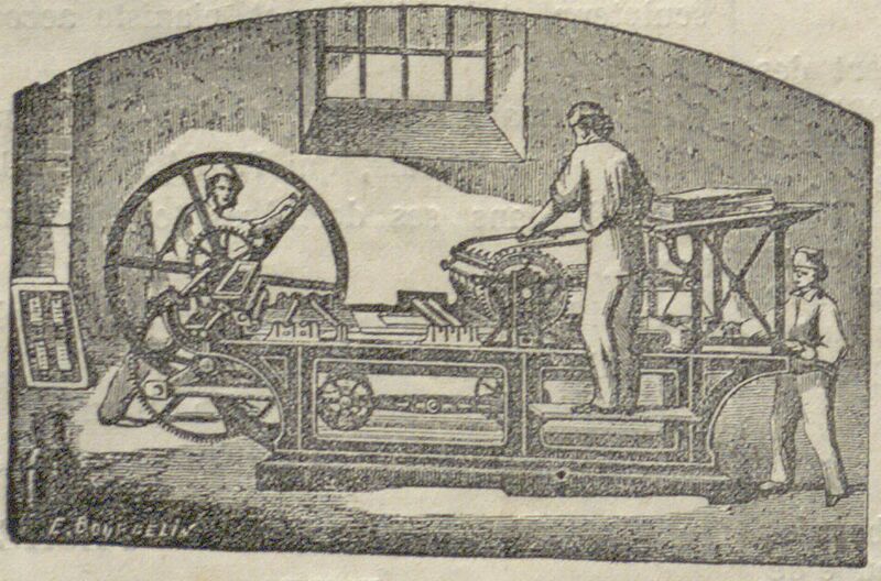 Imprimerie Macabiau-Vidallet, 25 rue Bessières, Montauban. Image publiée à Montauban le 26 juin 1880 dans le journal : Le Glaneur montalbanais
