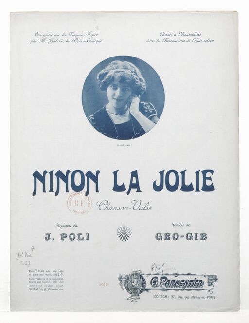 Ninon la Jolie chanson valse. Musique de J. Poli. Paroles de Geo-Gib