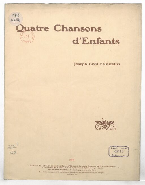Quatre chansons d'enfants. Version française de Jean Chuzewille