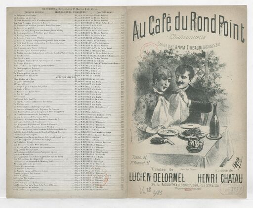 Au café du rond-point : chansonnette / paroles de Lucien Delormel ; musique de Henri Chatau ; créée par Anna Thibaud à l'Alcazar d'été