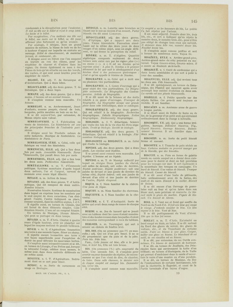 biseau dictionnaire de l academie francaise 8e edition