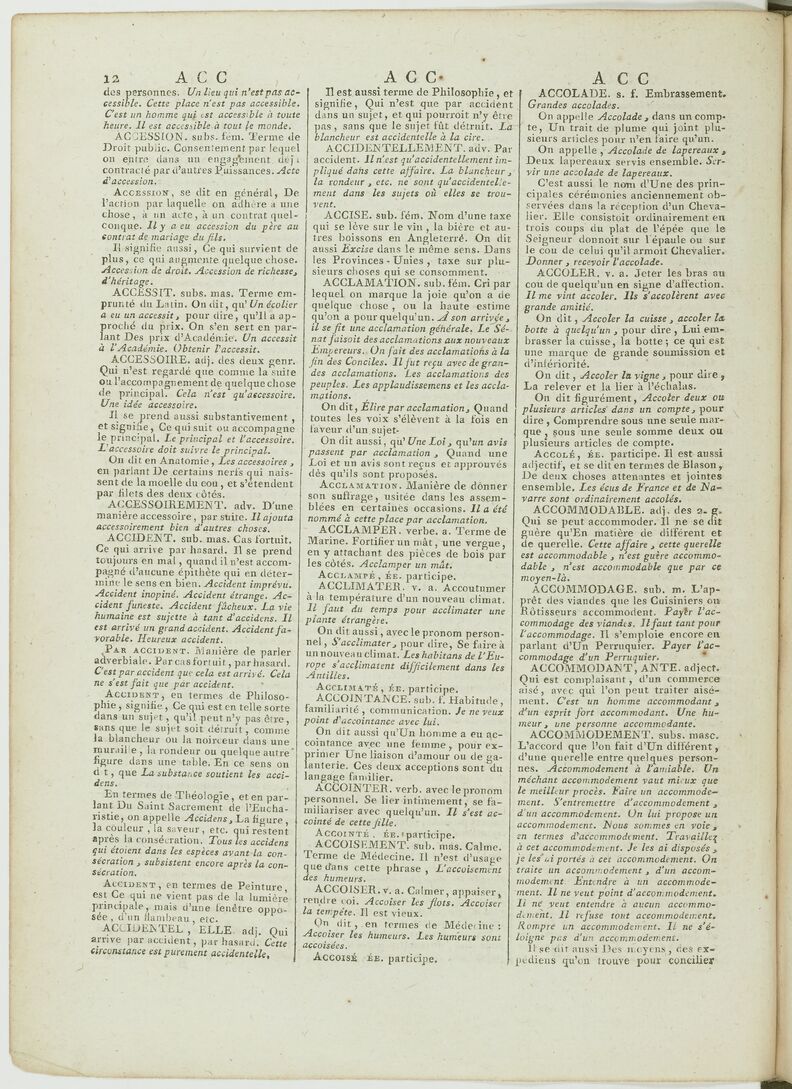 acclamation | Dictionnaire de lAcadémie française | 5e édition