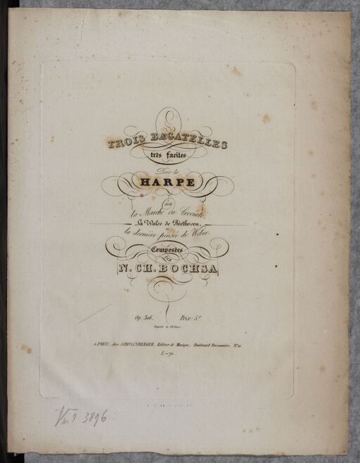 3 Bagatelles très faciles pour la harpe, composées par N.-Ch. Bochsa. Op. 306