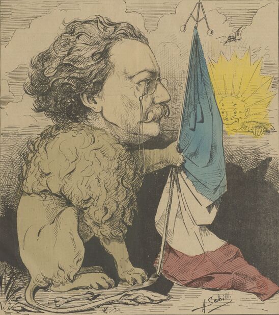Achille Delorme, député du Calvados. Gravure d'Adrien Schill publiée à Caen le 21 juin 1874 dans le journal : Le Nouvelliste normand illustré
