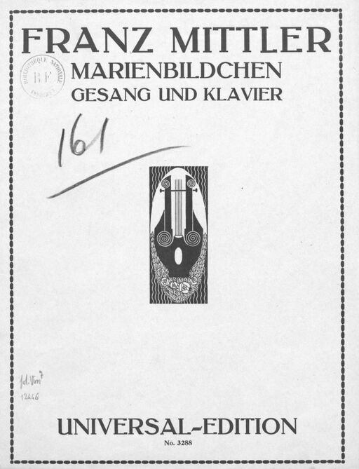 Marian bildchen (Albert Geiger) für eine Singstimme mit Klavierbegleitung, von Franz Mittler. Op. 7. n° 1