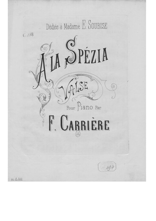 At the Spézia: waltz for piano/by F. Career