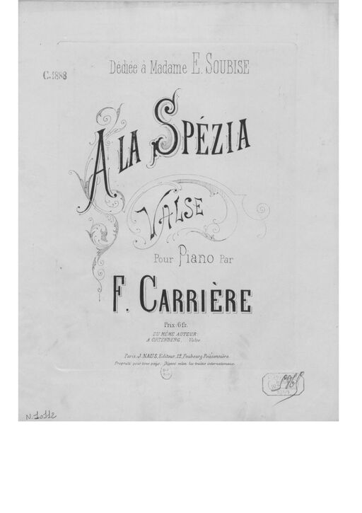 A la Spézia : valse pour piano / par F. Carrière