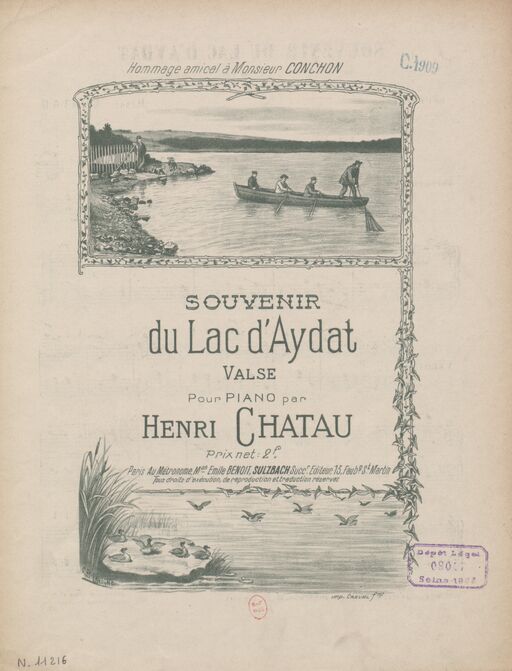 Souvenir du lac d'Aydat : valse pour piano / par Henri Chatau ; [ill. par] C. B. Lavigne