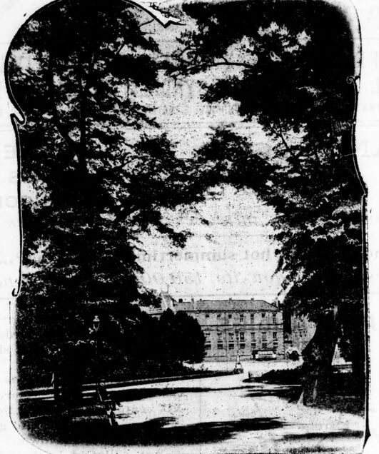Les vieux tilleuls du Cours à Épinal. Image publiée à Épinal en juillet 1927 dans le journal : Sports des Vosges
