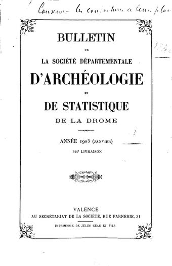 Bulletin de la Société d'archéologie et de statistique de la Drôme