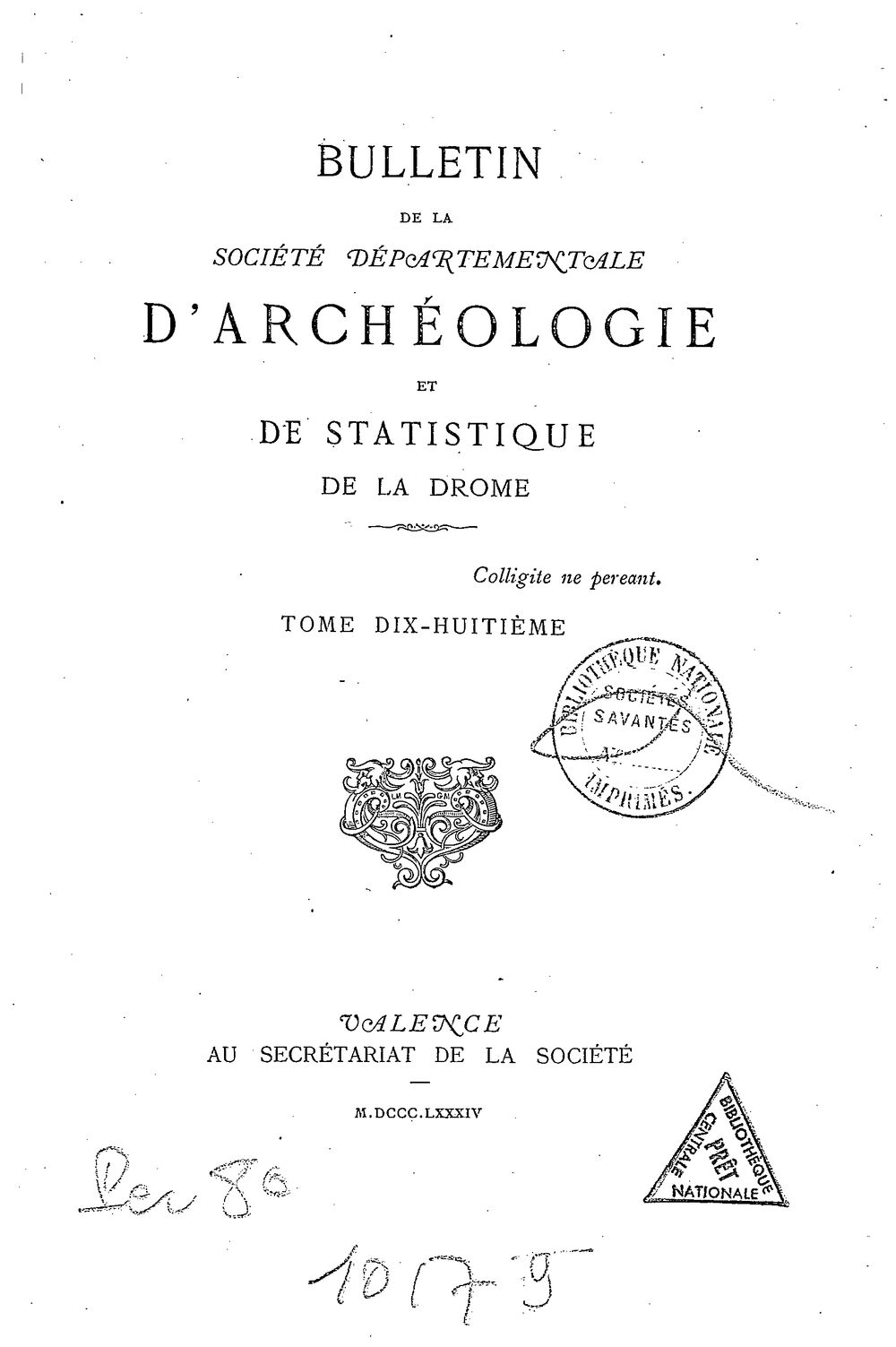 Bulletin de la Société d'archéologie et de statistique de la Drôme