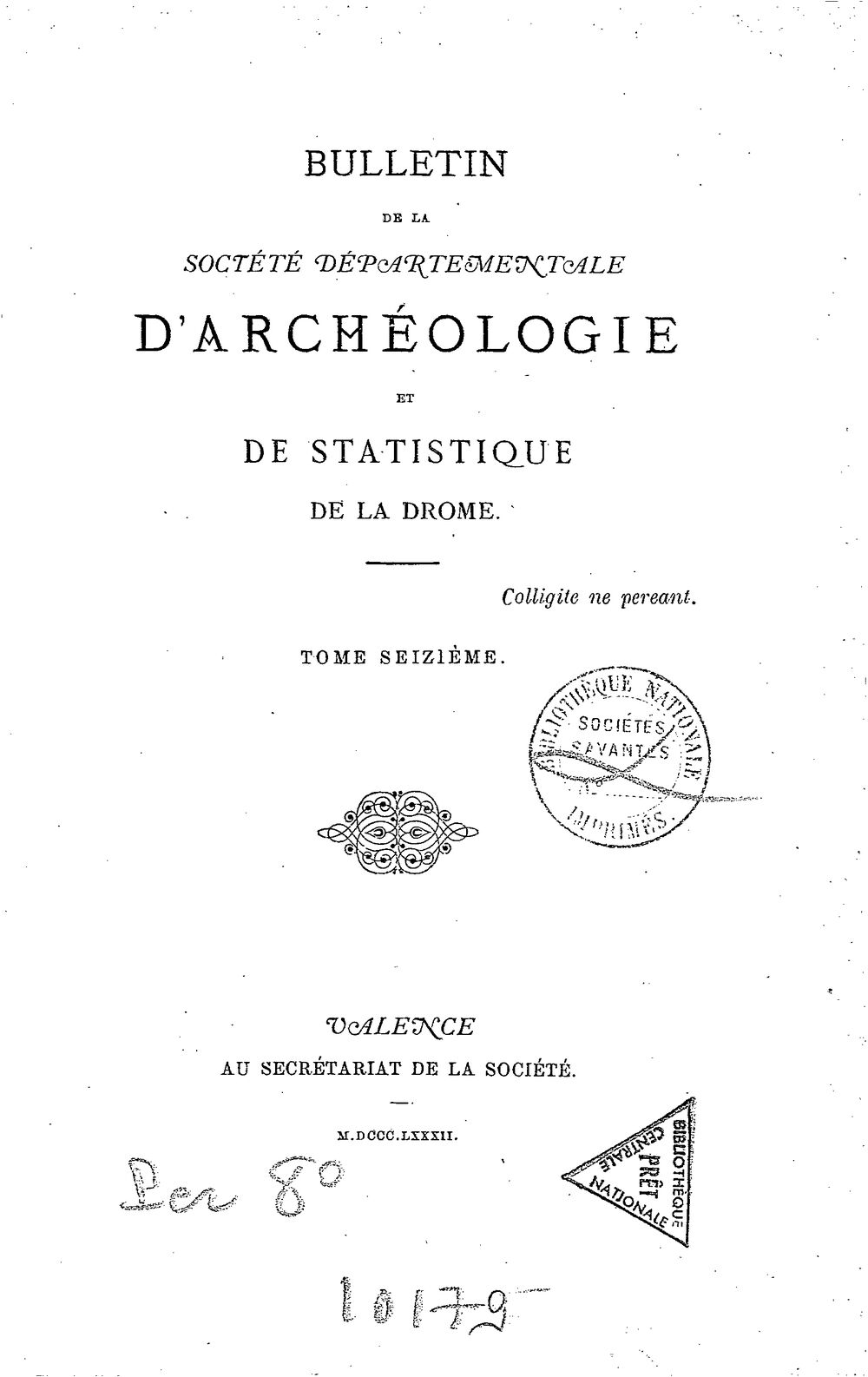 Bulletin de la Société d'archéologie et de statistique de la Drôme