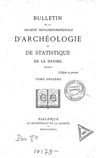 Bulletin de la Société d'archéologie et de statistique de la Drôme