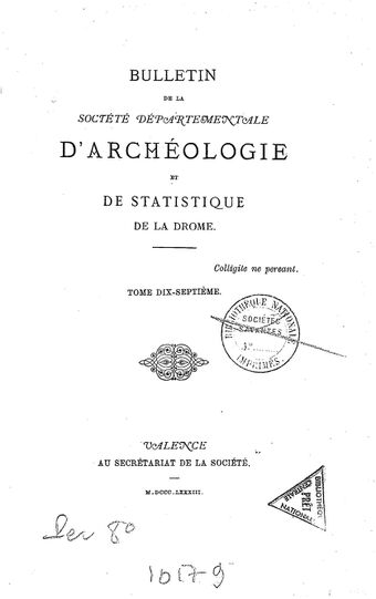 Bulletin de la Société d'archéologie et de statistique de la Drôme