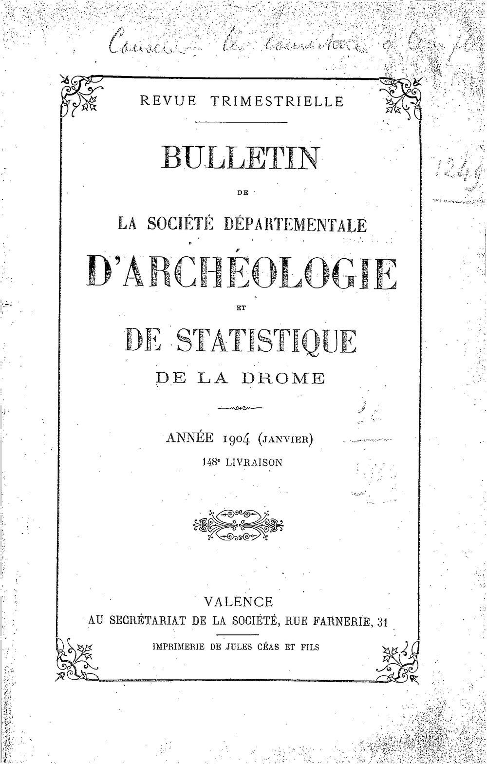 Bulletin de la Société d'archéologie et de statistique de la Drôme