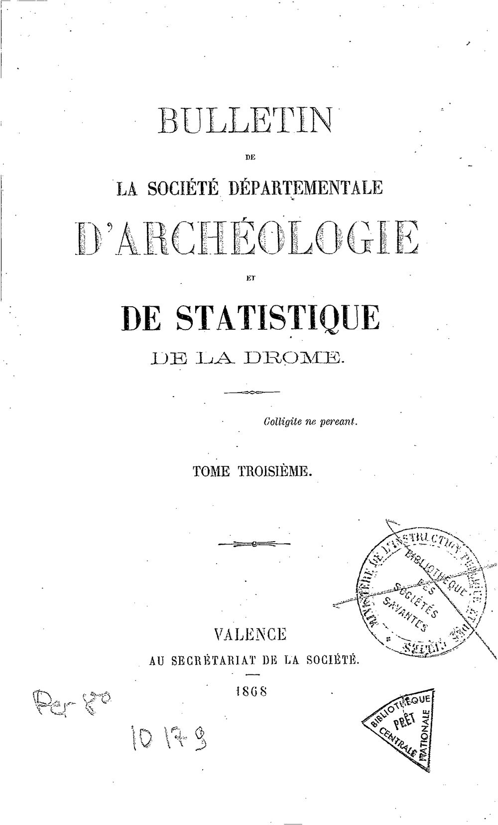 Bulletin de la Société d'archéologie et de statistique de la Drôme