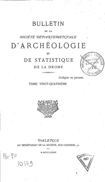 Bulletin de la Société d'archéologie et de statistique de la Drôme