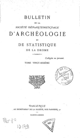 Bulletin de la Société d'archéologie et de statistique de la Drôme