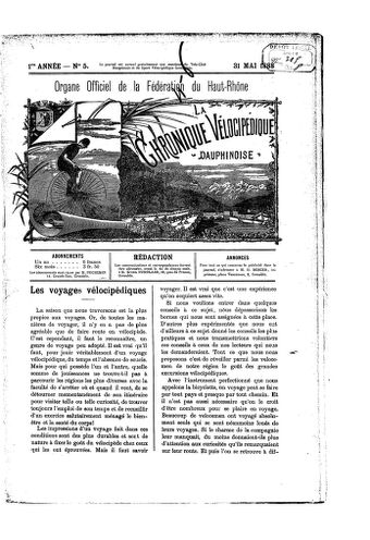 La Chronique vélocipédique dauphinoise / l'imprimeur-gérant b : H. Berger - 31 mai 1888
