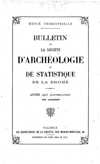 Bulletin de la Société d'archéologie et de statistique de la Drôme