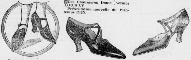 Chaussures dame 1925, publicité des Nouvelles Galeries Théolade à Cayenne. Image publiée à Cayenne le 13 mai 1925 dans le journal : L'Avenir de la Guyane