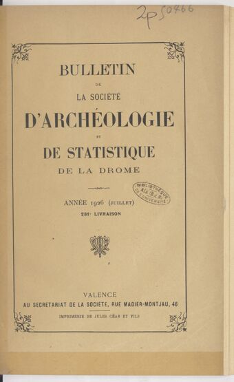 Bulletin de la Société d'archéologie et de statistique de la Drôme