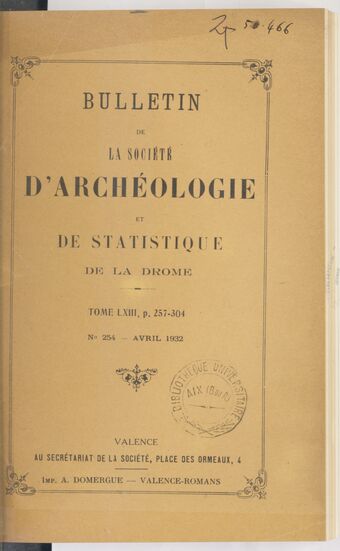 Bulletin de la Société d'archéologie et de statistique de la Drôme