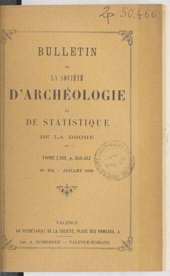 Bulletin de la Société d'archéologie et de statistique de la Drôme