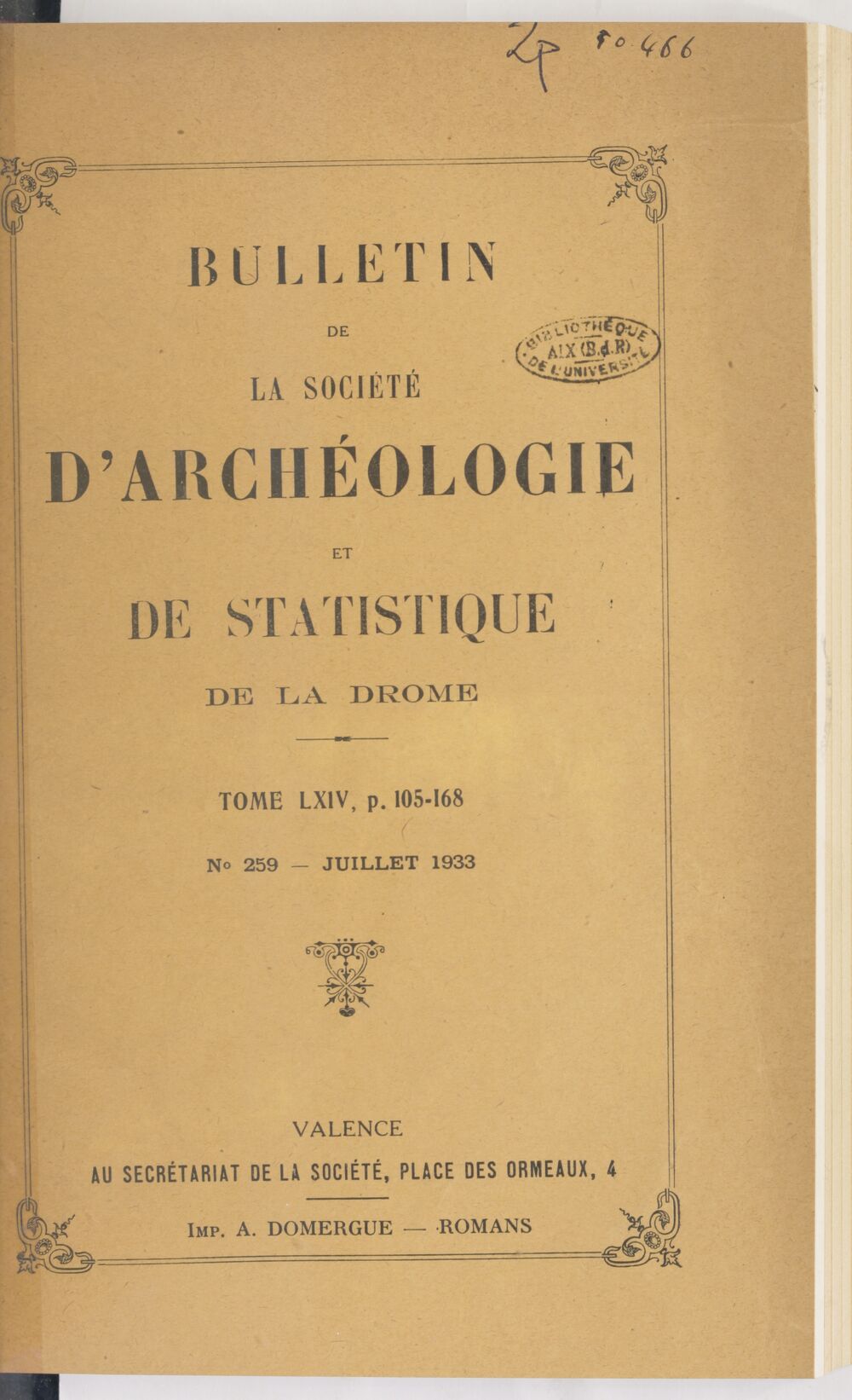 Bulletin de la Société d'archéologie et de statistique de la Drôme