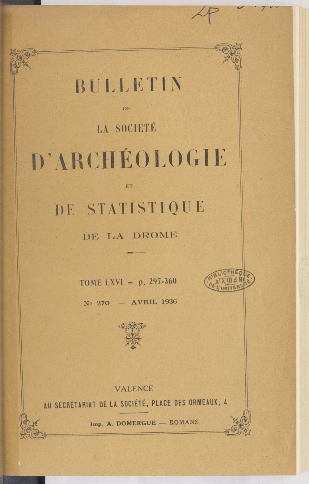 Bulletin de la Société d'archéologie et de statistique de la Drôme