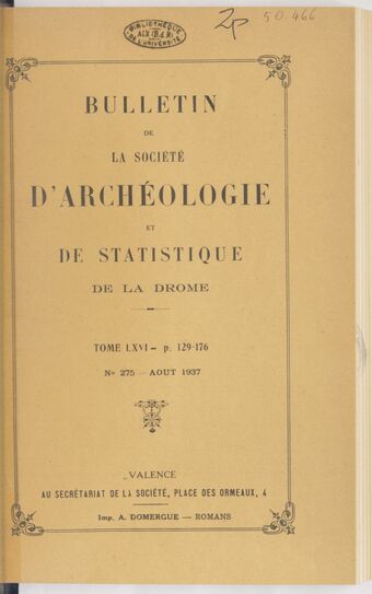 Bulletin de la Société d'archéologie et de statistique de la Drôme