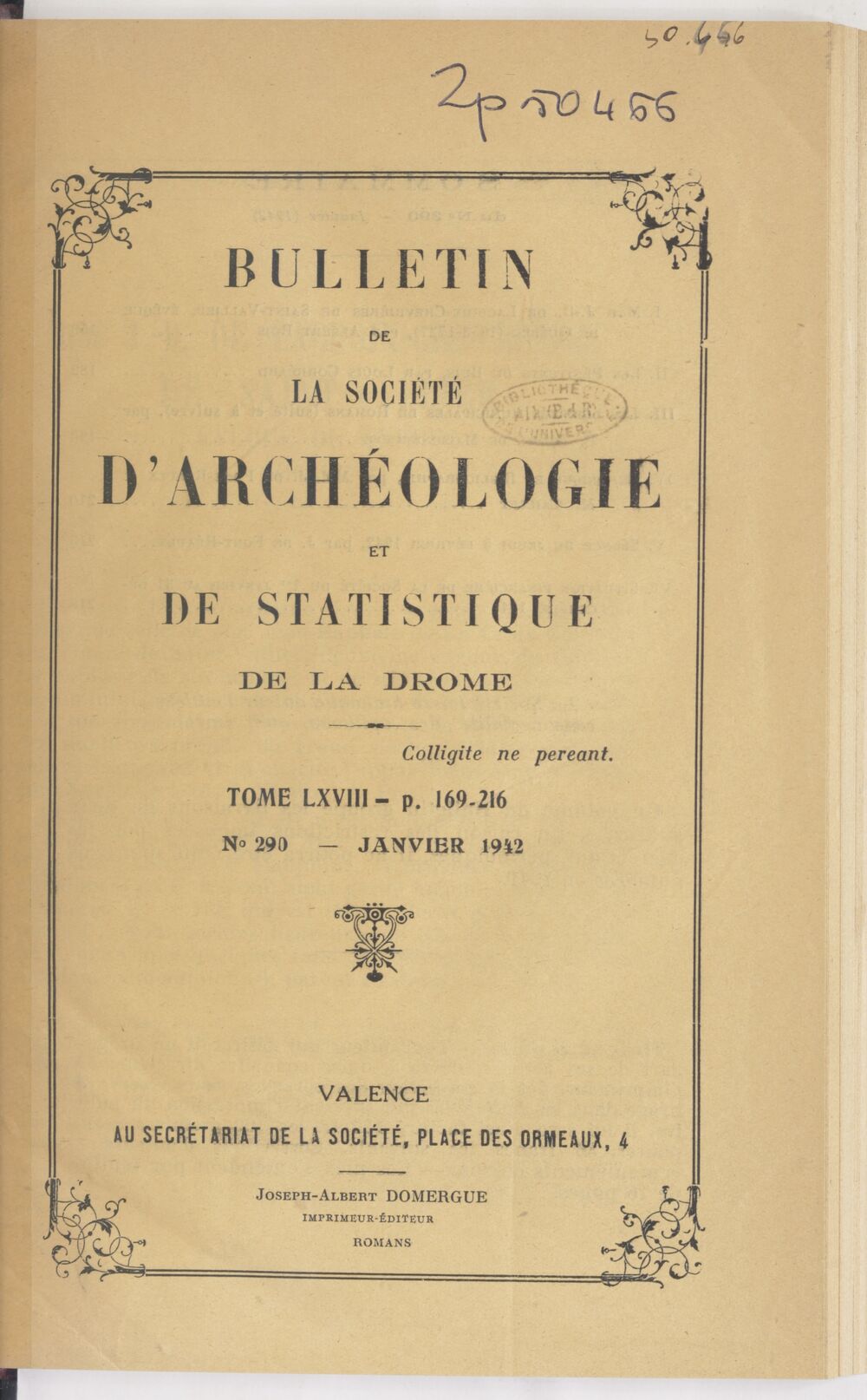 Bulletin de la Société d'archéologie et de statistique de la Drôme