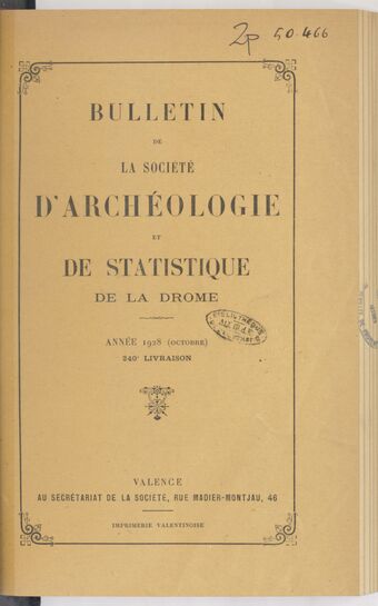 Bulletin de la Société d'archéologie et de statistique de la Drôme