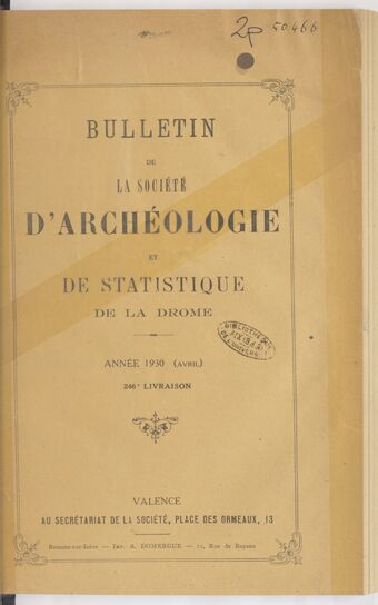 Bulletin de la Société d'archéologie et de statistique de la Drôme