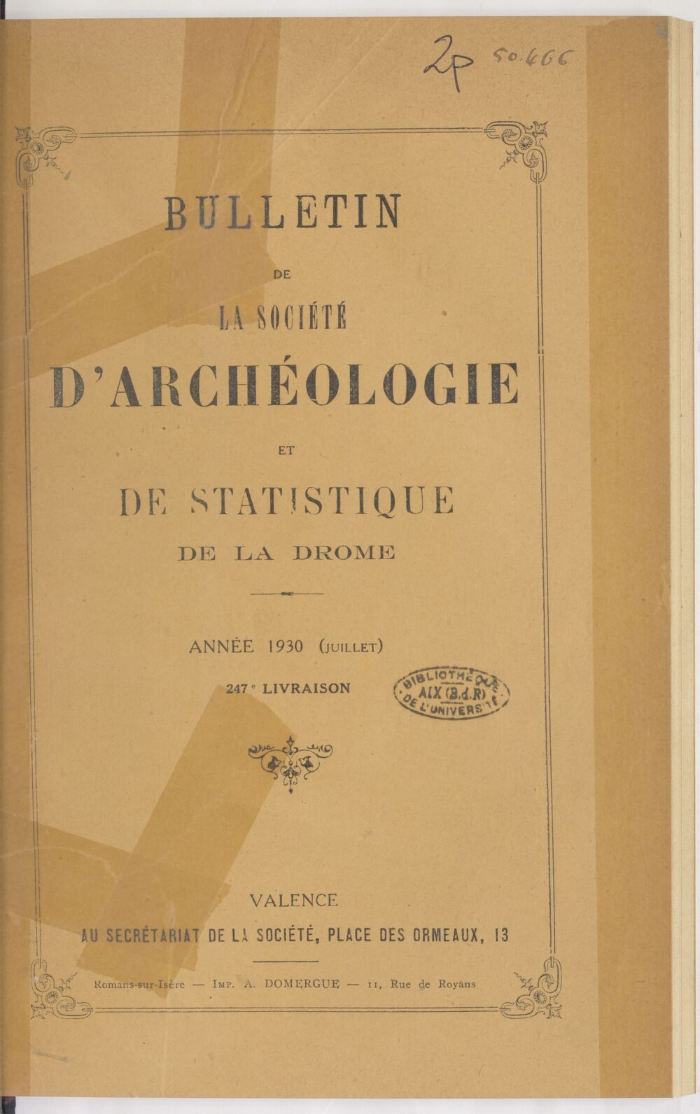 Bulletin de la Société d'archéologie et de statistique de la Drôme