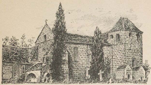 Église Saint-Xanctin, à Malemort. Image publiée à Brive en juillet 1914 dans le journal : La Revue gaillarde