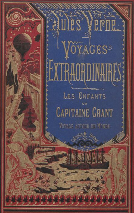 Première de couverture d’un des « Voyages Extraordinaires » de Jules Verne