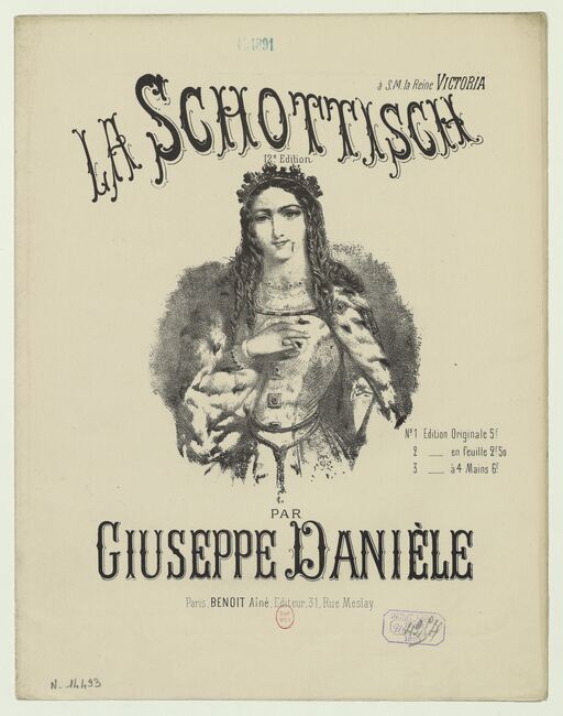 The schottisch: for 4-handed piano (12th ed.)/by Guiseppe Daniele; [arranged] by Ed. Thuillier