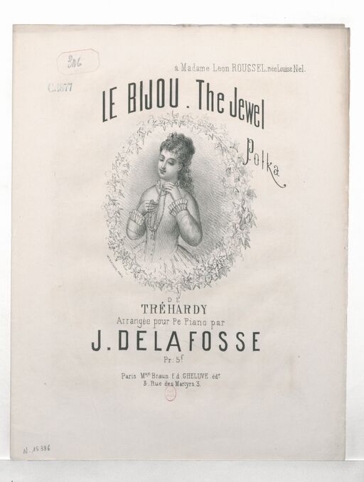 Le bijou : polka / de Tréhardy ; arrangée pour le piano par J. Delafosse ; [ill. par] J. S.