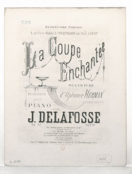 La coupe enchantée : ouverture : op. 45 / transcrite pour piano par J. Delafosse ; d'[après] Alphonse Herman ; [ill. par] A. Corne,...