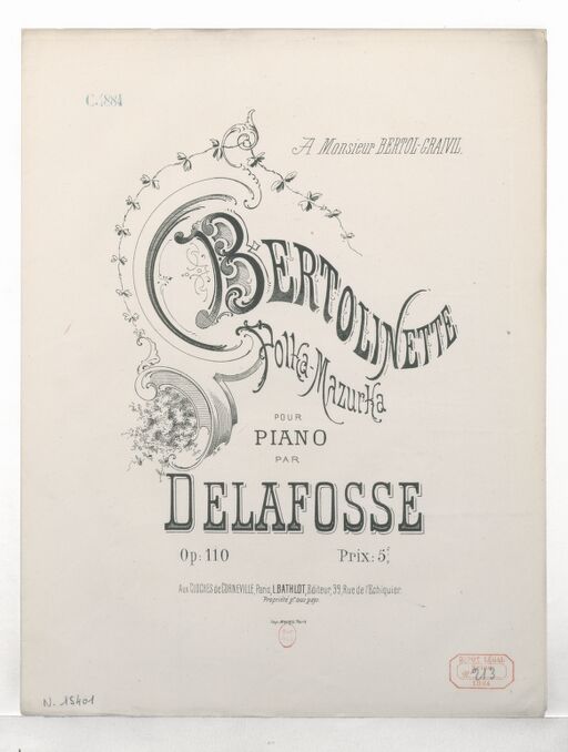 Bertolinette : polka-mazurka pour piano : op. 110 / par Delafosse ; [orn. par] Ch. M.