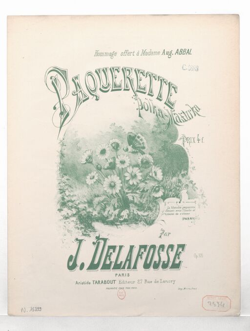 Pâquerette : polka-mazurka [pour piano] : op. 105 / par J. Delafosse ; [ill. par] J. Douillet