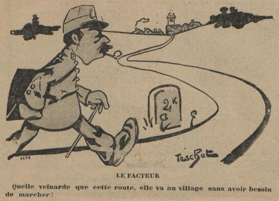 Le facteur. Image publiée à Mortagne-au-Perche le 24 février 1901 dans le journal : Le Perche illustré : supplément au Perche