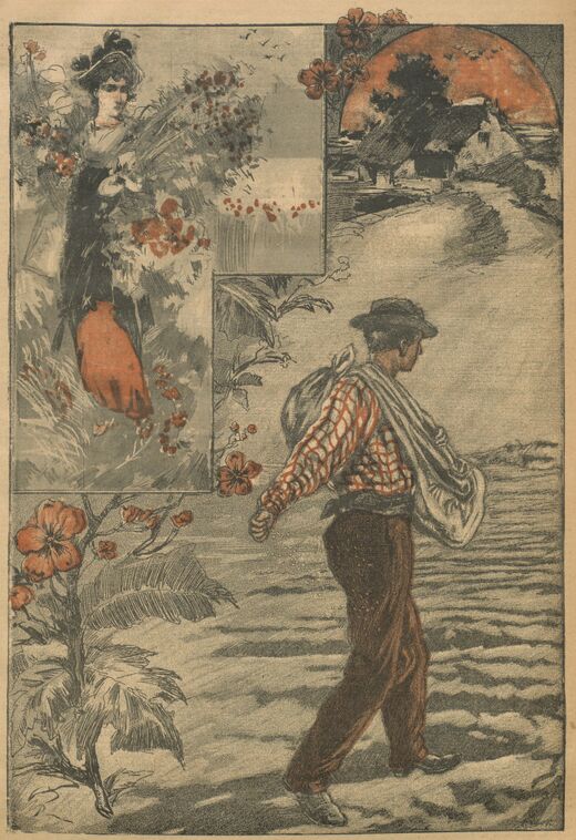 Premiers beaux jours. Image publiée à Cherbourg le 4 mars 1894 dans le journal : Le Réveil illustré
