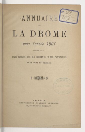 Annuaire du département de la Drome pour l'an... / par Mr. Gueymar-Dupalais...